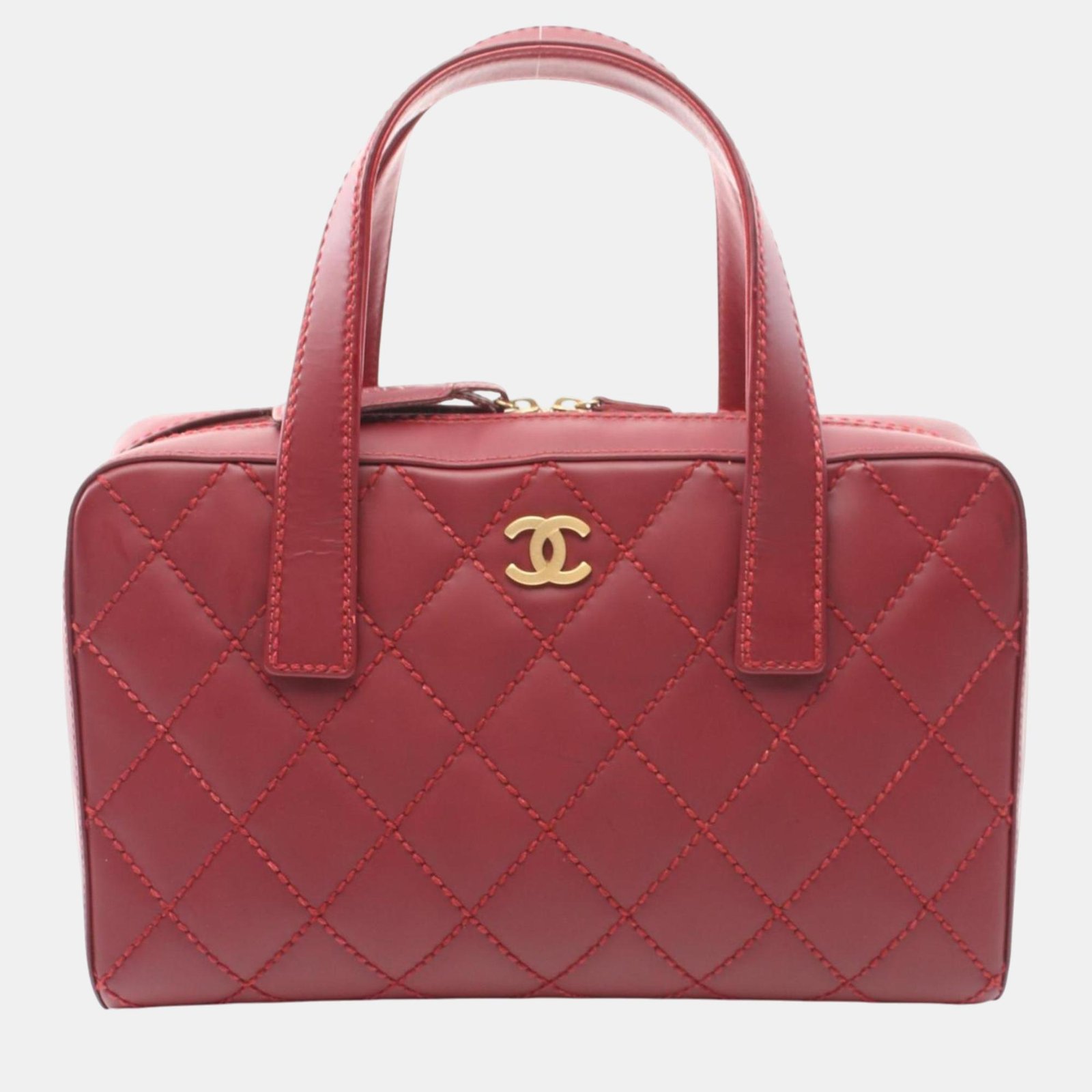 Chanel Bordeaux Leather Wild Stitch Coco Mark Handbag