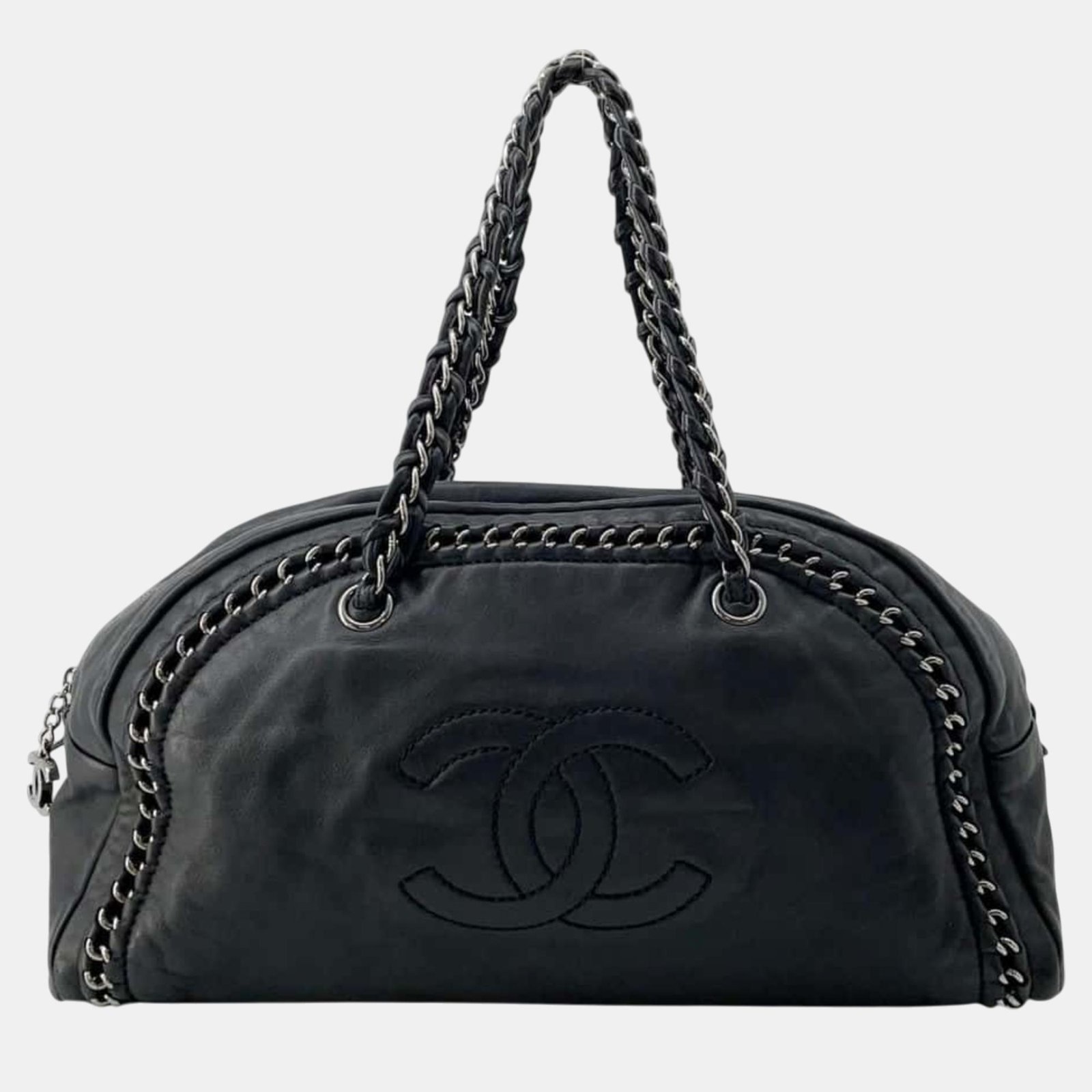 Chanel Black Leather Coco Mark Chain Shoulder Bag