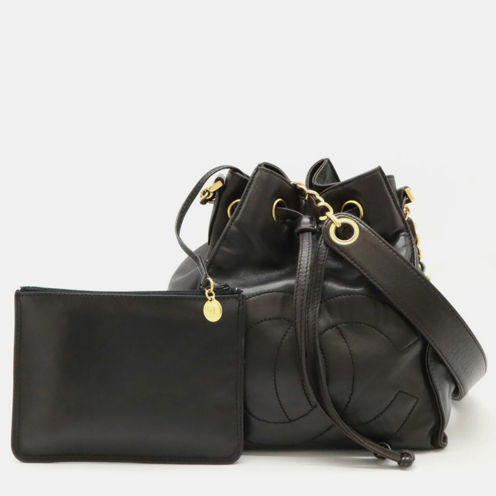 Chanel Black Leather Coco Mark Shoulder Bag