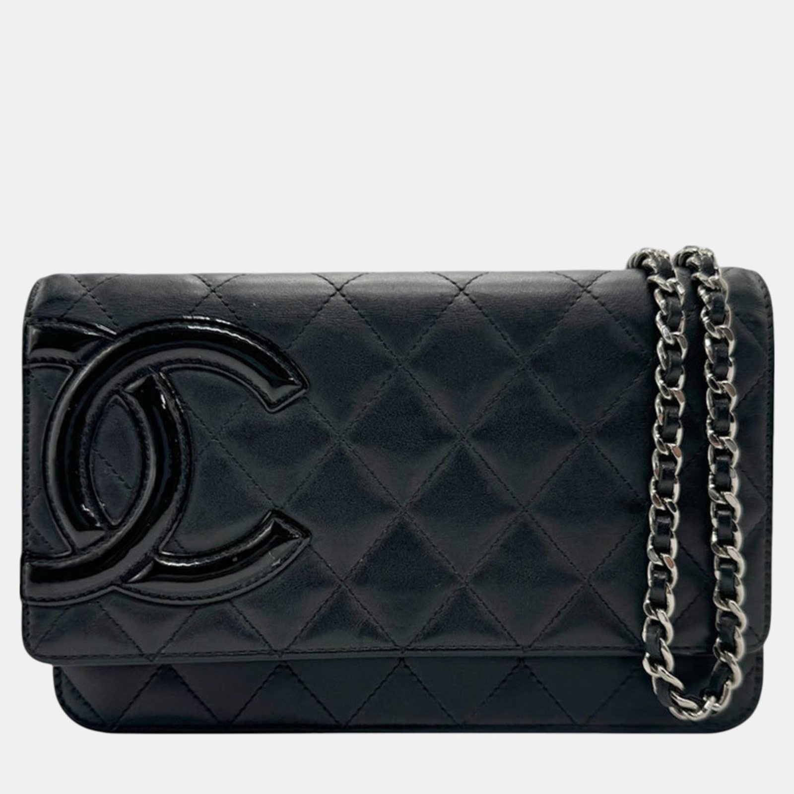 Chanel Black Lambskin Cambon Line Chain Wallet