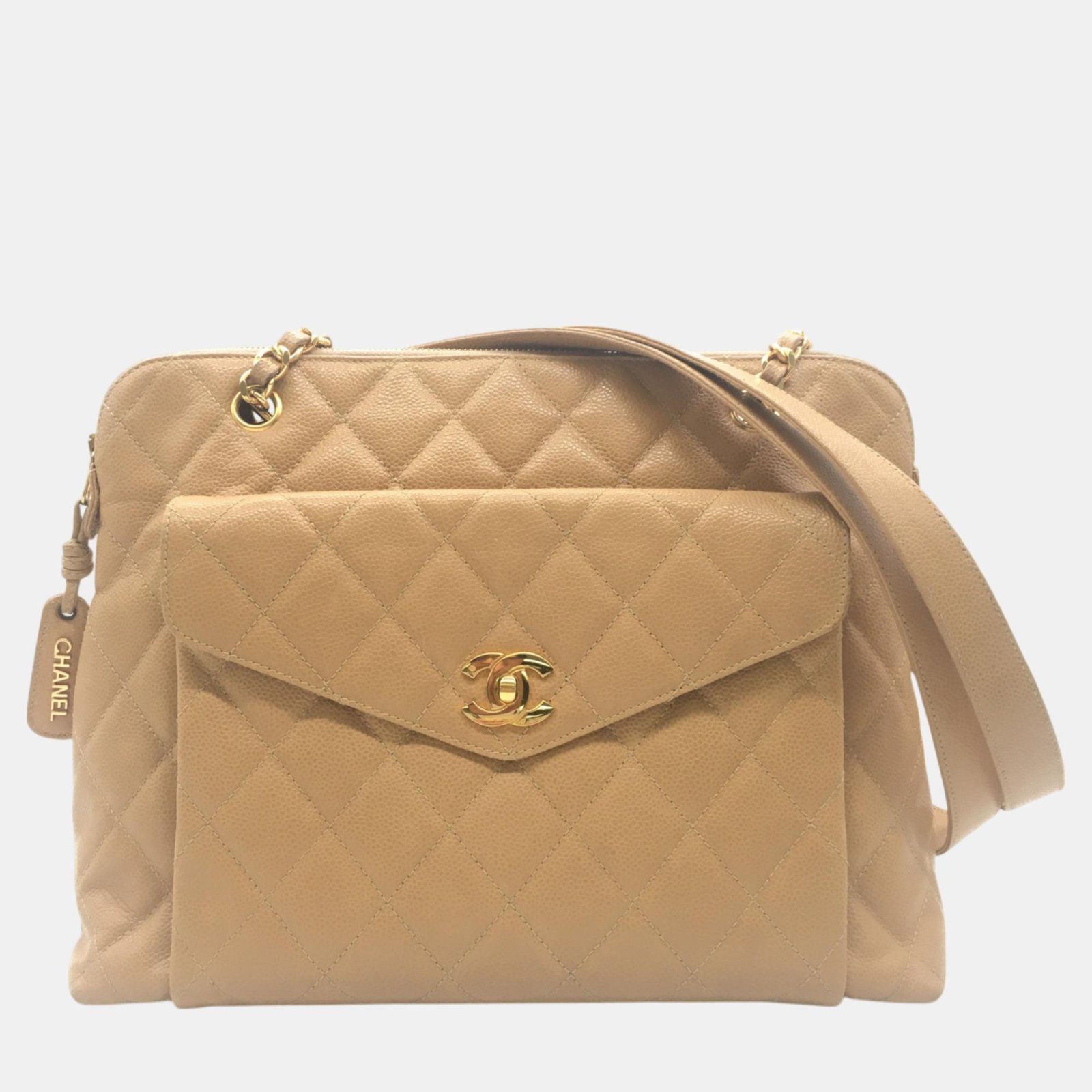 Chanel Black Beige Calfskin (cowhide) Wild Stitch Tote bag