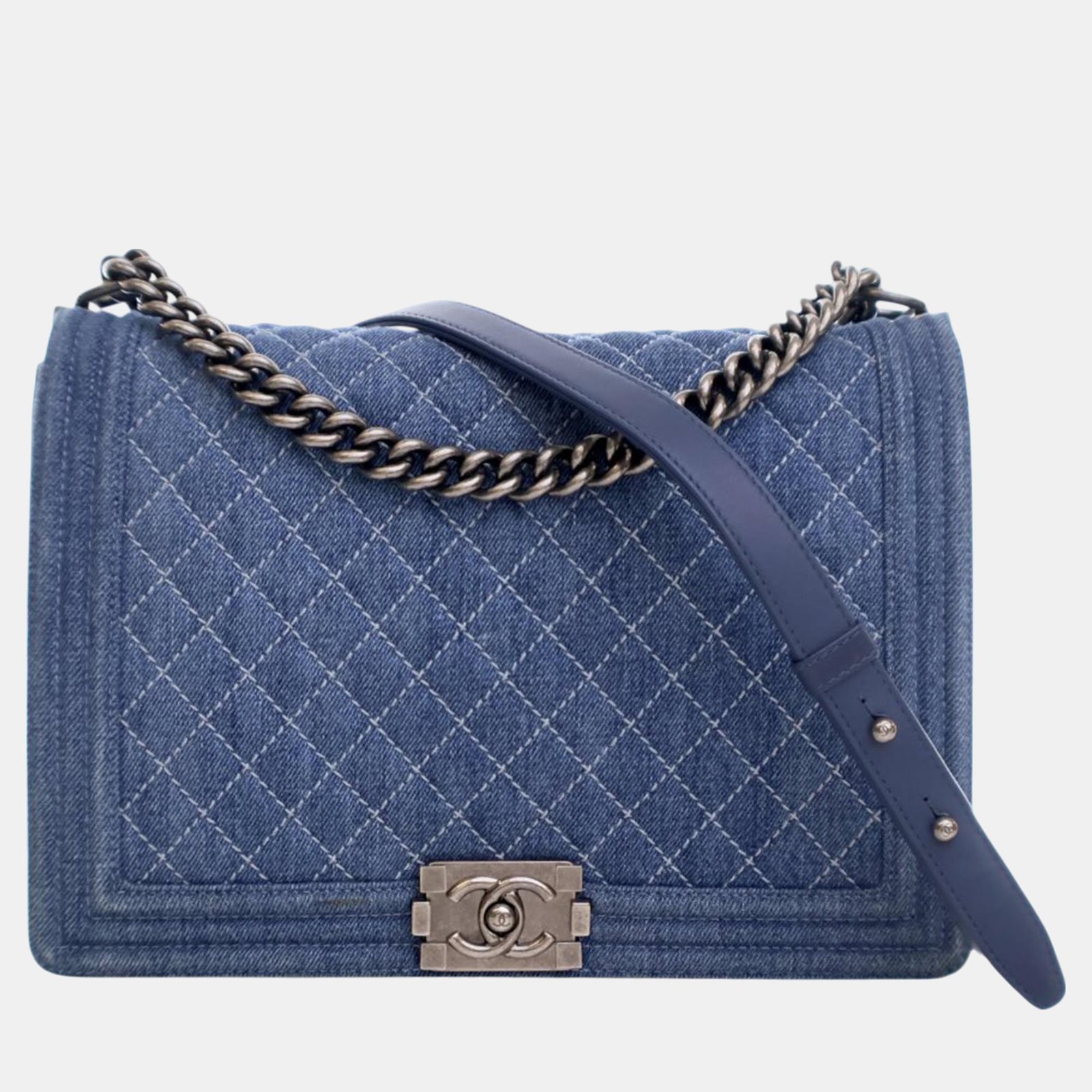 Chanel XL Quilted Denim Boy Flap Bag