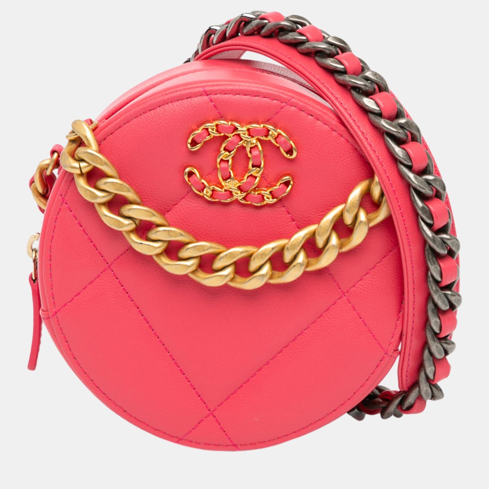 Chanel Lambskin 19 Round Clutch with Chain