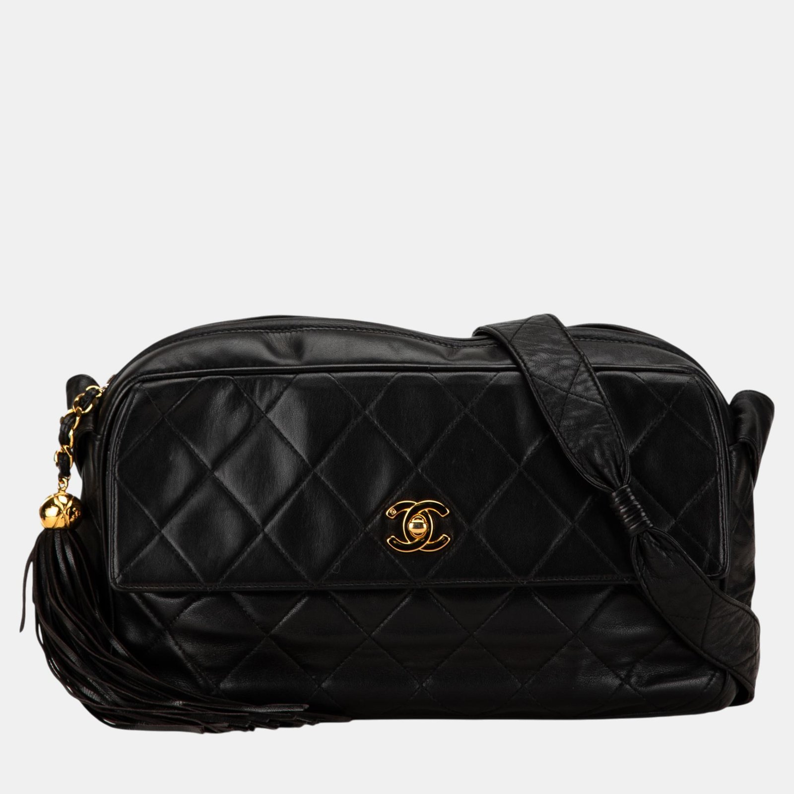 Chanel CC Quilted Lambskin Tassel Crossbody