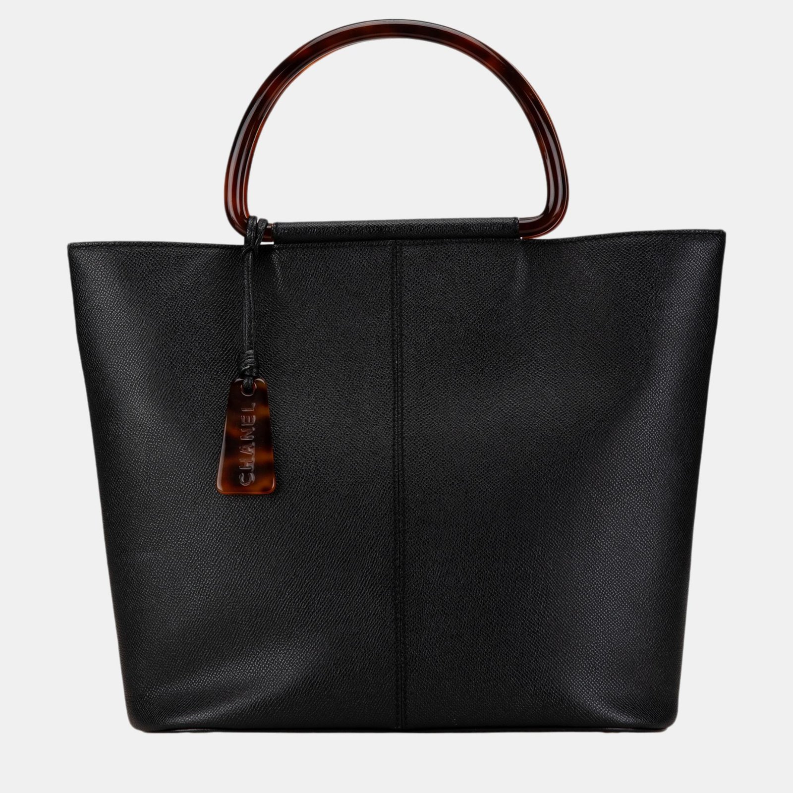 Chanel Black Caviar Tortoise Top Handle Tote