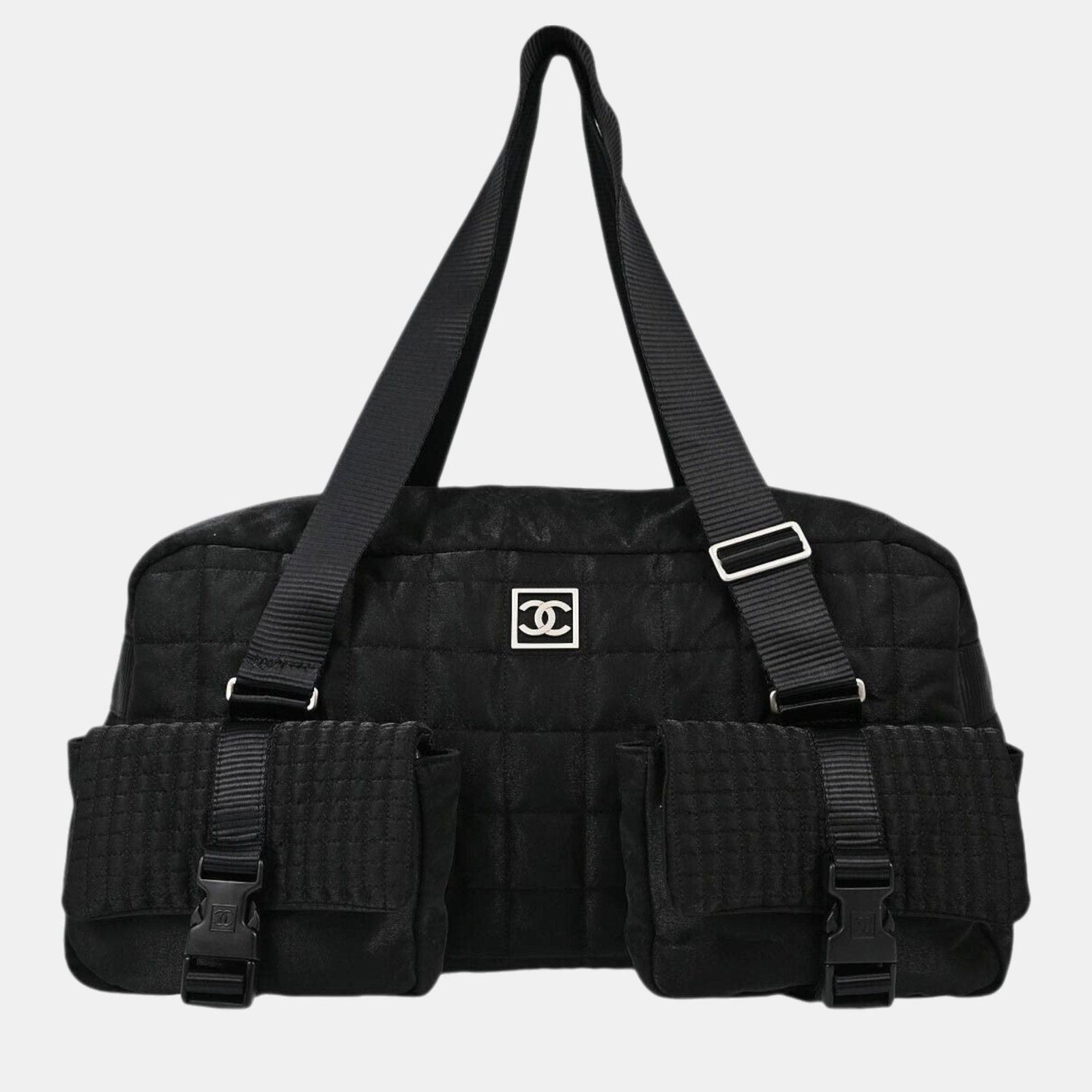 Chanel Black Nylon Sport Line Choco Bar Gym Handbag