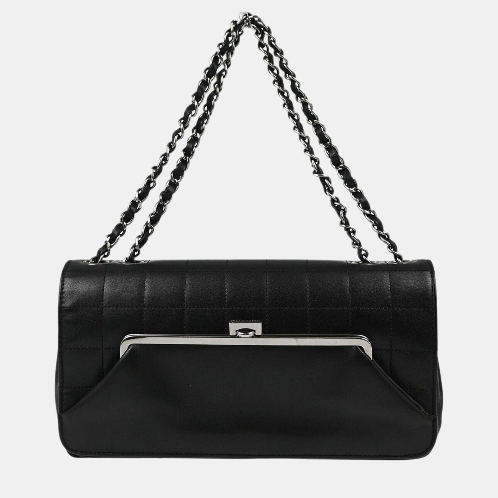 Chanel Black Lambskin Choco Bar Chain Shoulder Bag
