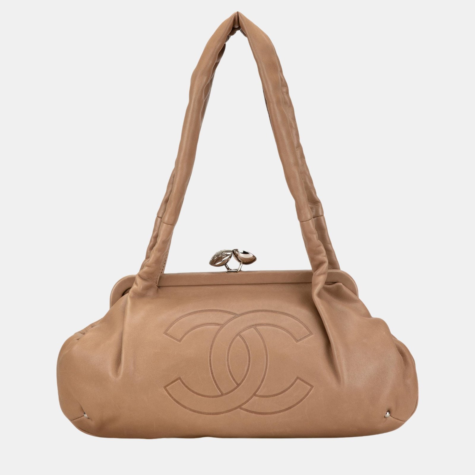 Chanel Brown CC Lambskin Kisslock Frame Shoulder Bag
