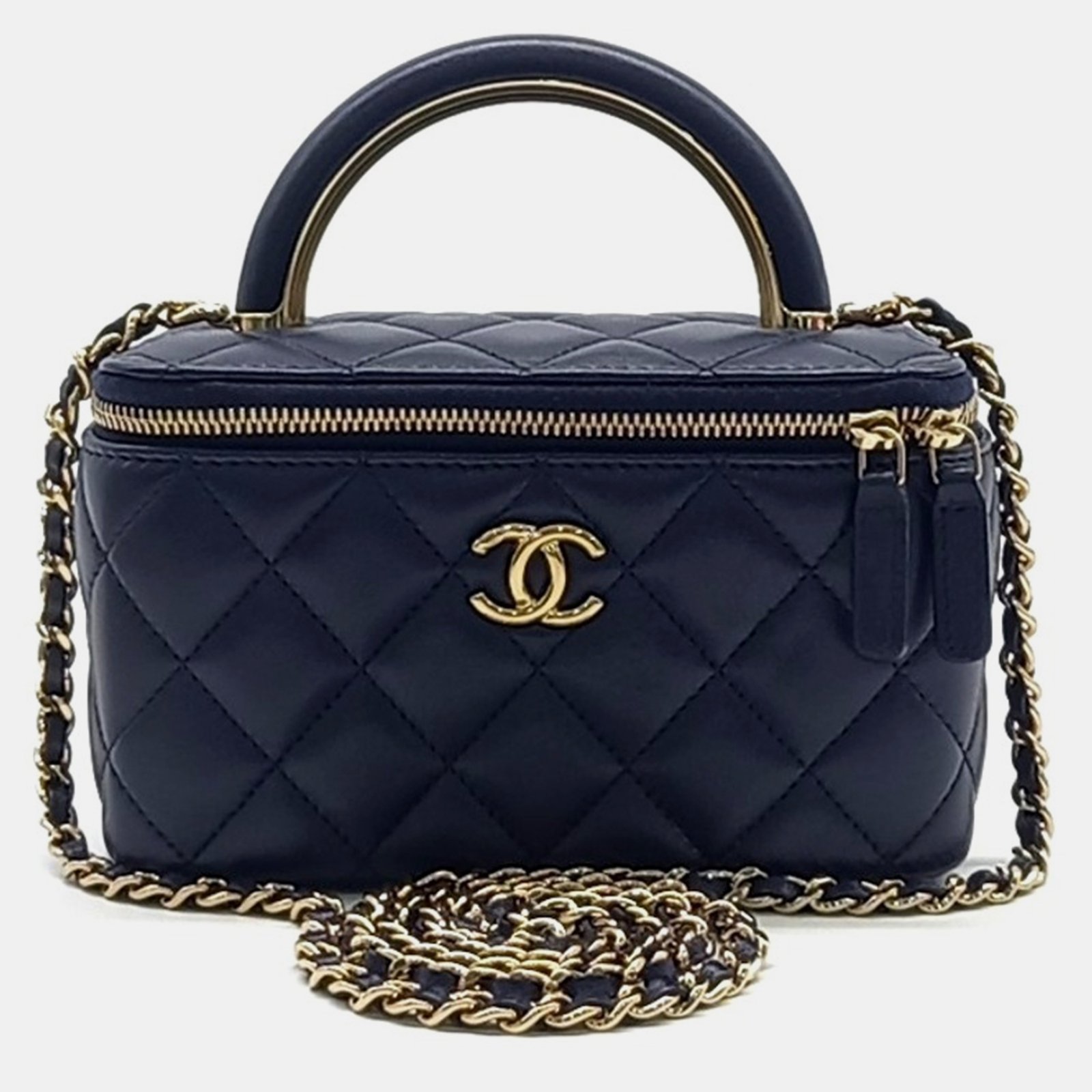 Chanel Lambskin Top Handle Vanity Crossbody Bag