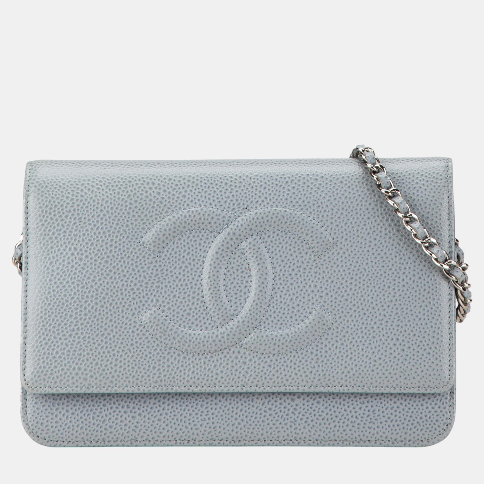 Chanel Blue CC Caviar Wallet On Chain