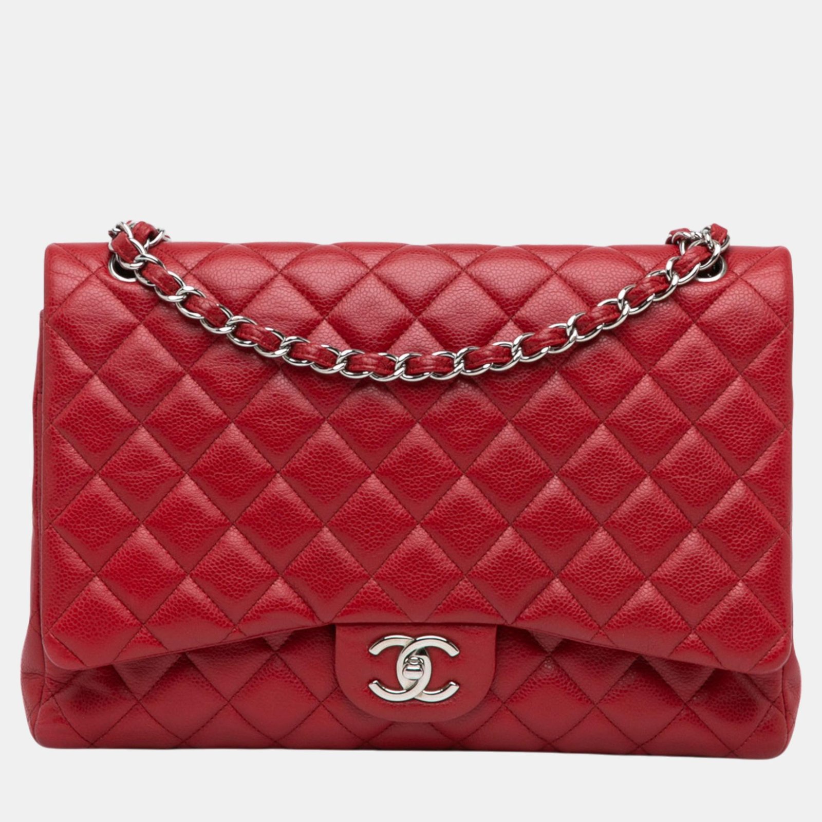 Chanel Red Maxi Classic Caviar Double Flap