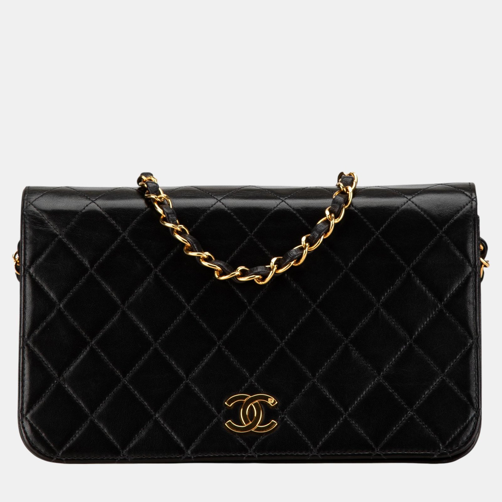 Chanel Black Quilted Lambskin CC Full Single Flap