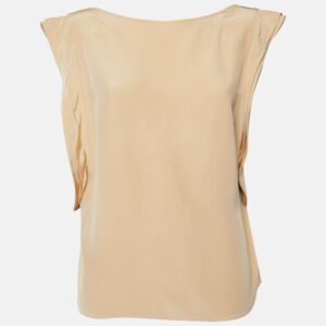 Chloe Peach/Beige Silk Sleeveless Top L