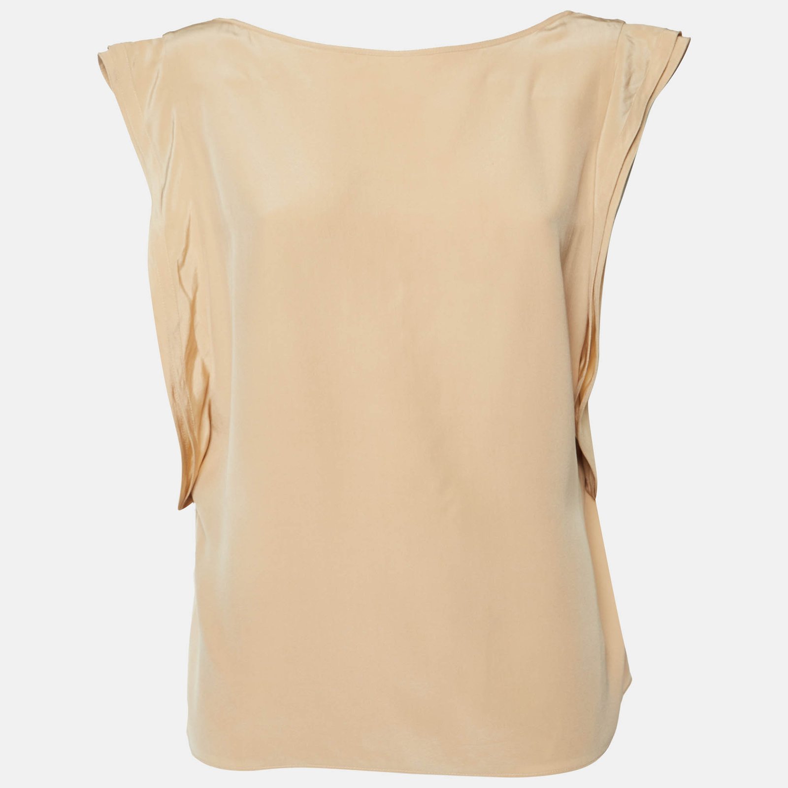 Chloe Peach/Beige Silk Sleeveless Top L