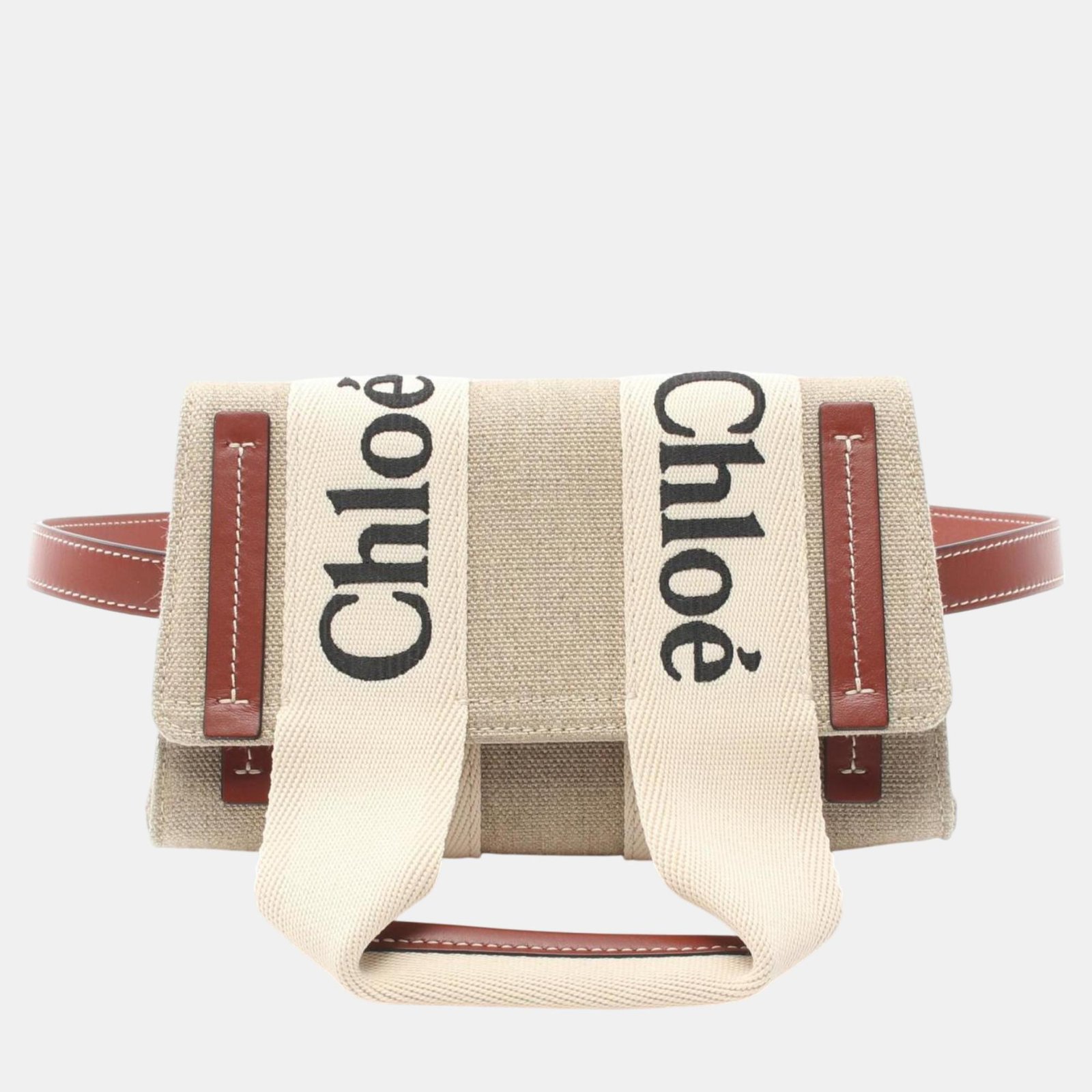 Chloe Fabric Leather Beige Brown White ODY Waist Bag