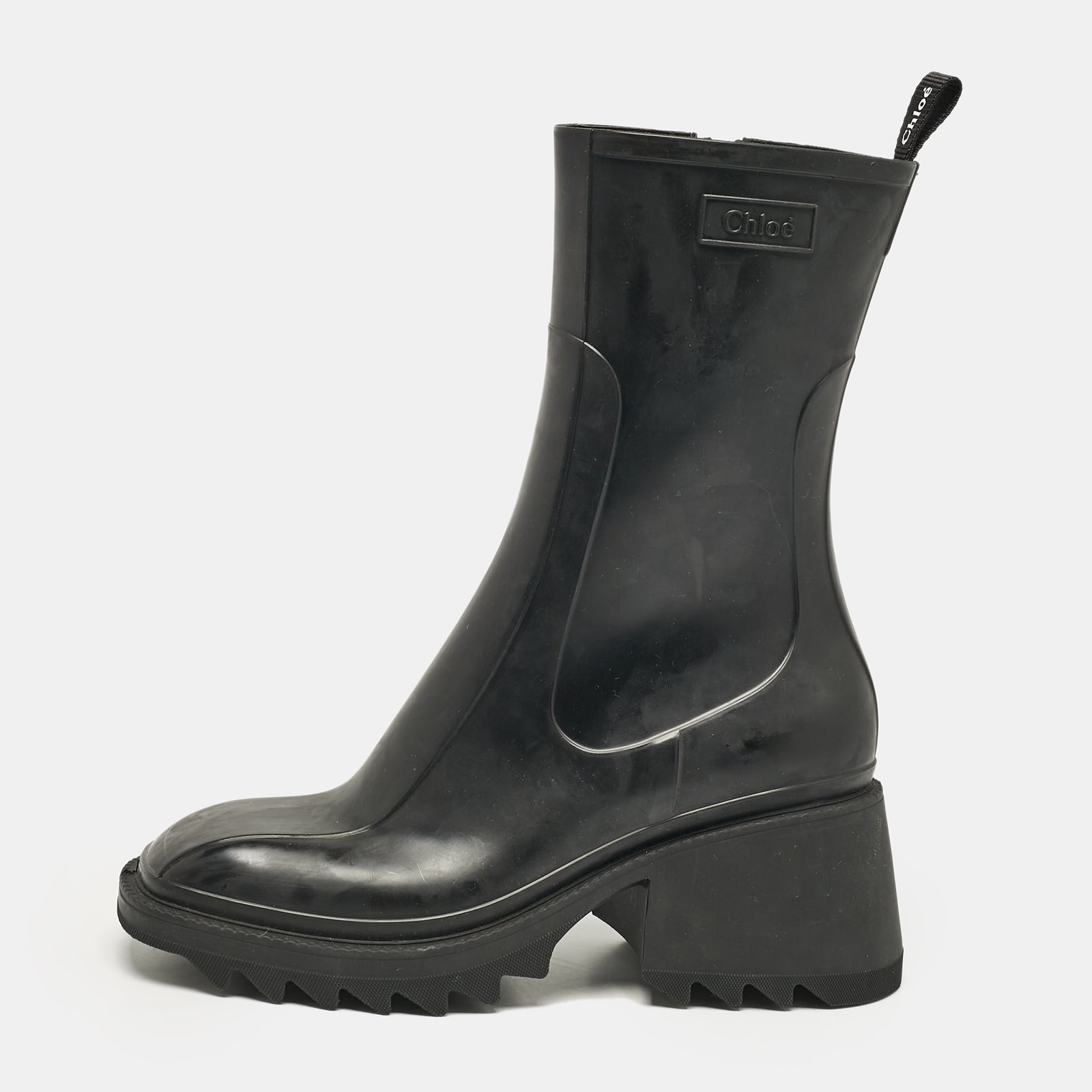 Chloe Black Rubber Betty Rain Boots Size 41