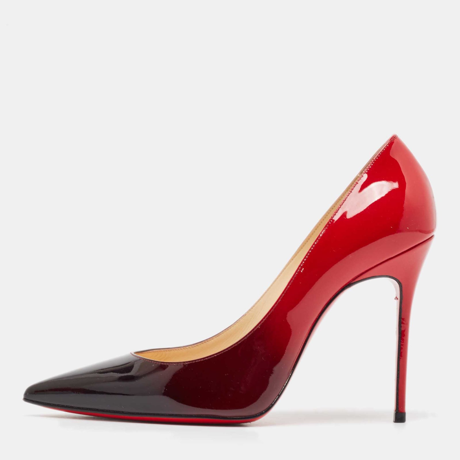 Christian Louboutin Black/Red Degrade Patent Leather Decollete Pumps Size 37.5