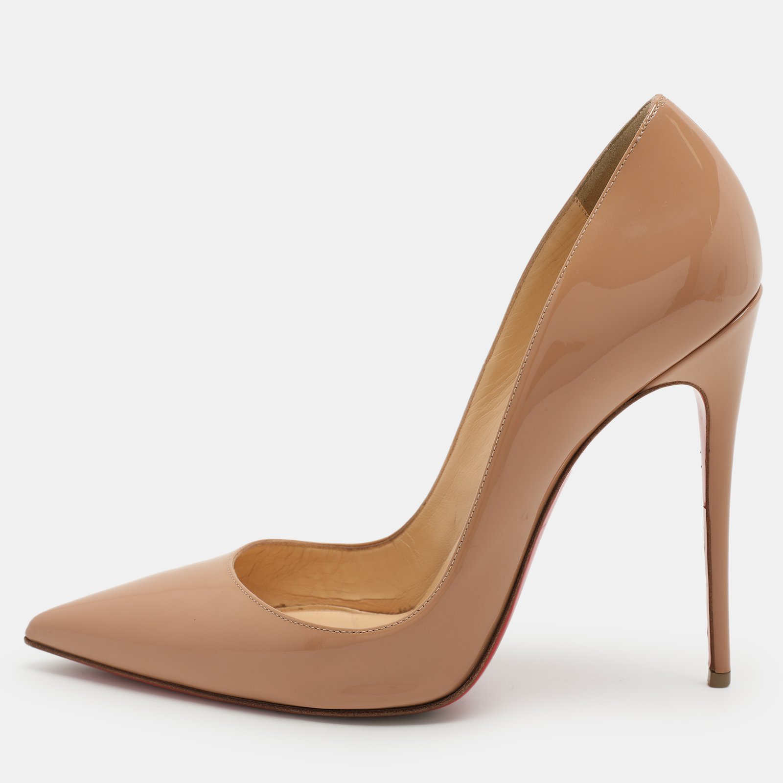 Christian Louboutin Beige Patent Leather So Kate Pumps Size 38.5