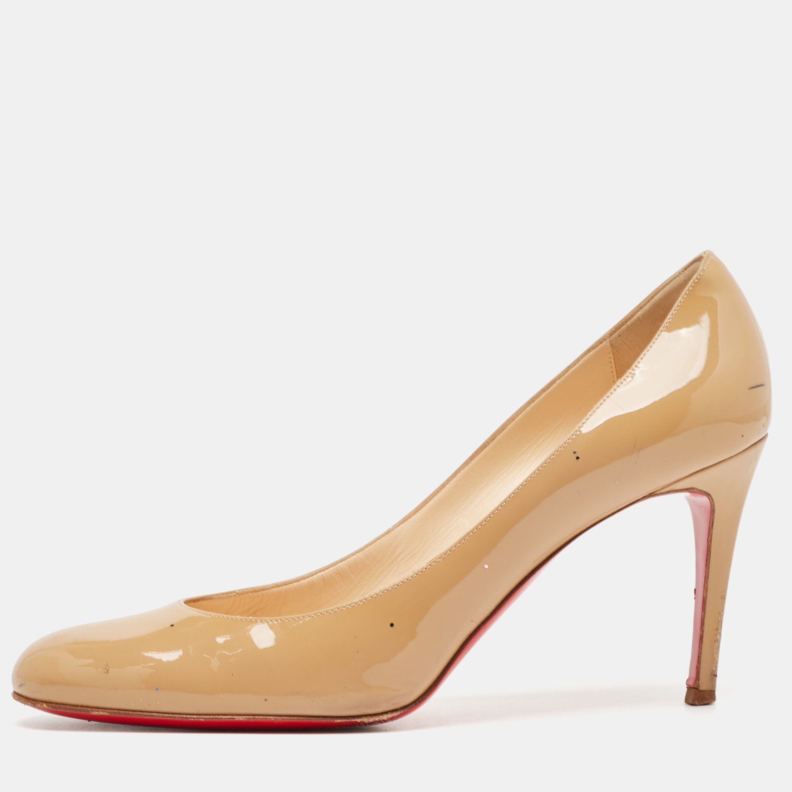 Christian Louboutin Beige Patent Leather Simple Pumps Size 38