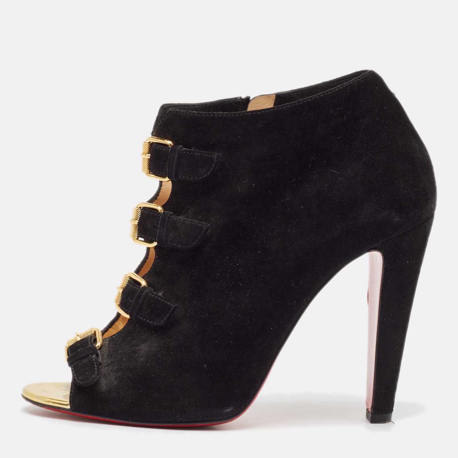 Christian Louboutin Black Suede Ankle Length Boots Size 40