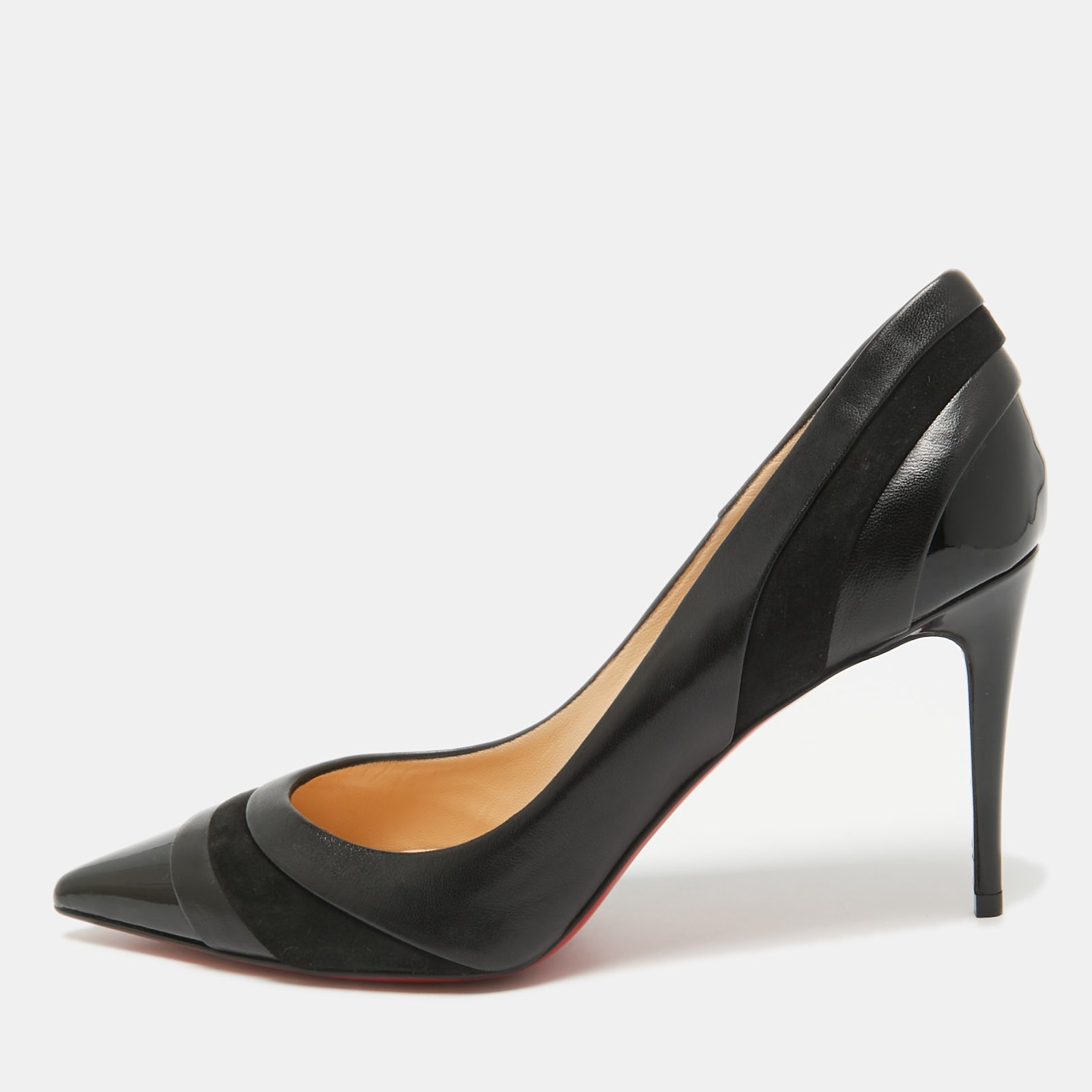 Christian Louboutin Black Patent and Leather Eklectica Pumps Size 38.5