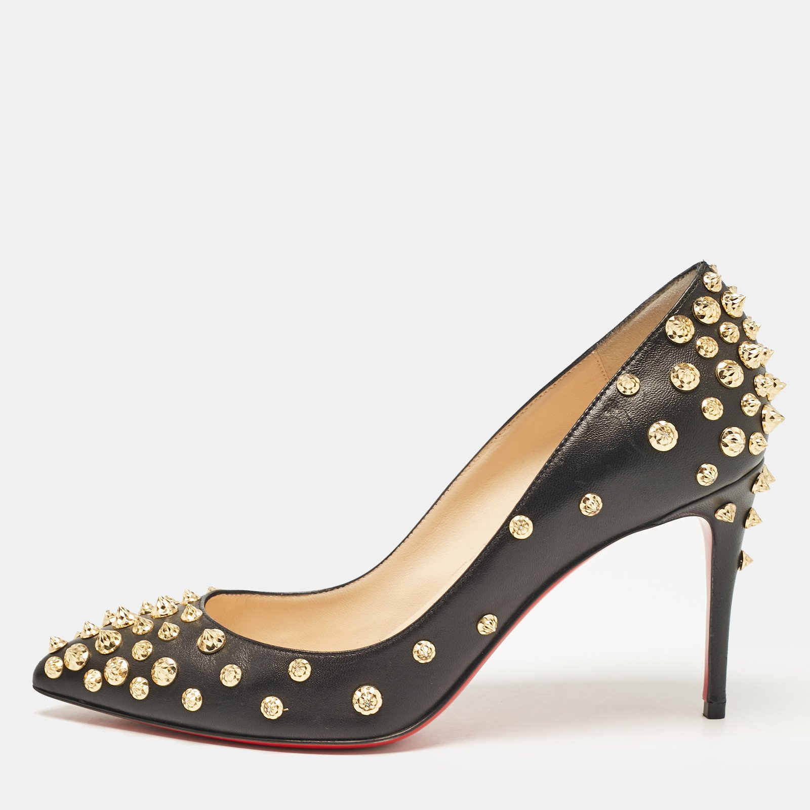 Christian Louboutin Black Leather Aimantaclou Pumps Size 38