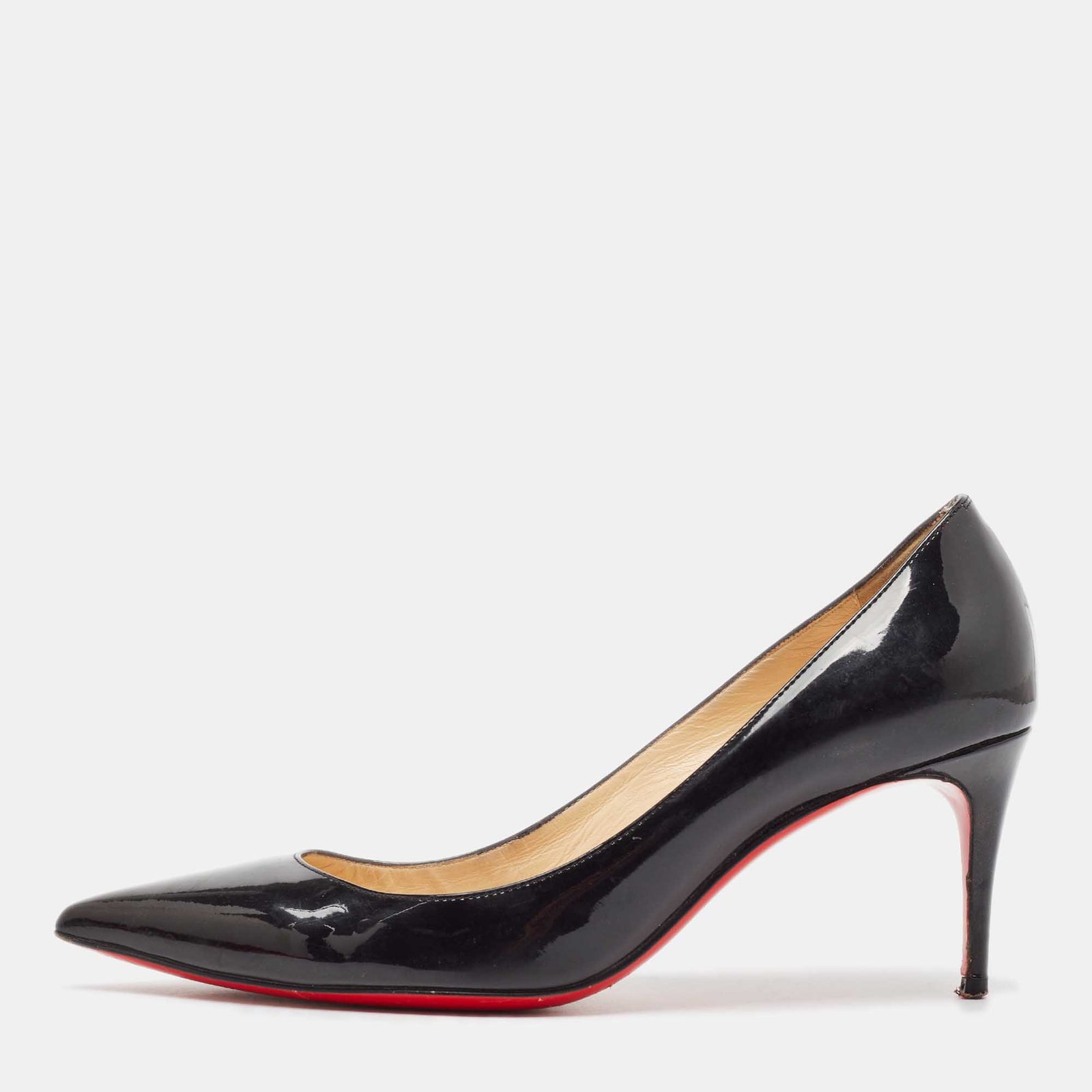 Christian Louboutin Black Patent Leather Pigalle Follies Pumps Size 35