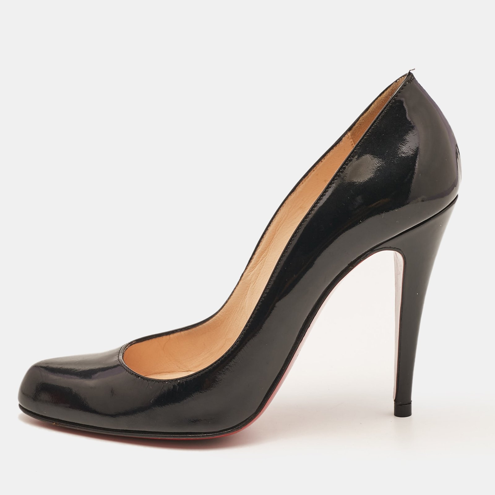 Christian Louboutin Black Patent Leather Decollete Pumps Size 37
