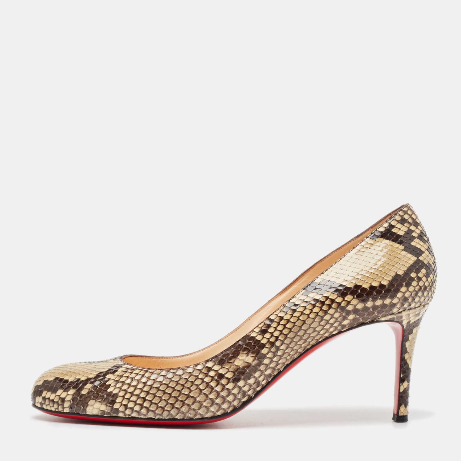 Christian Louboutin Cream/Brown Python Simple Pumps Size 41