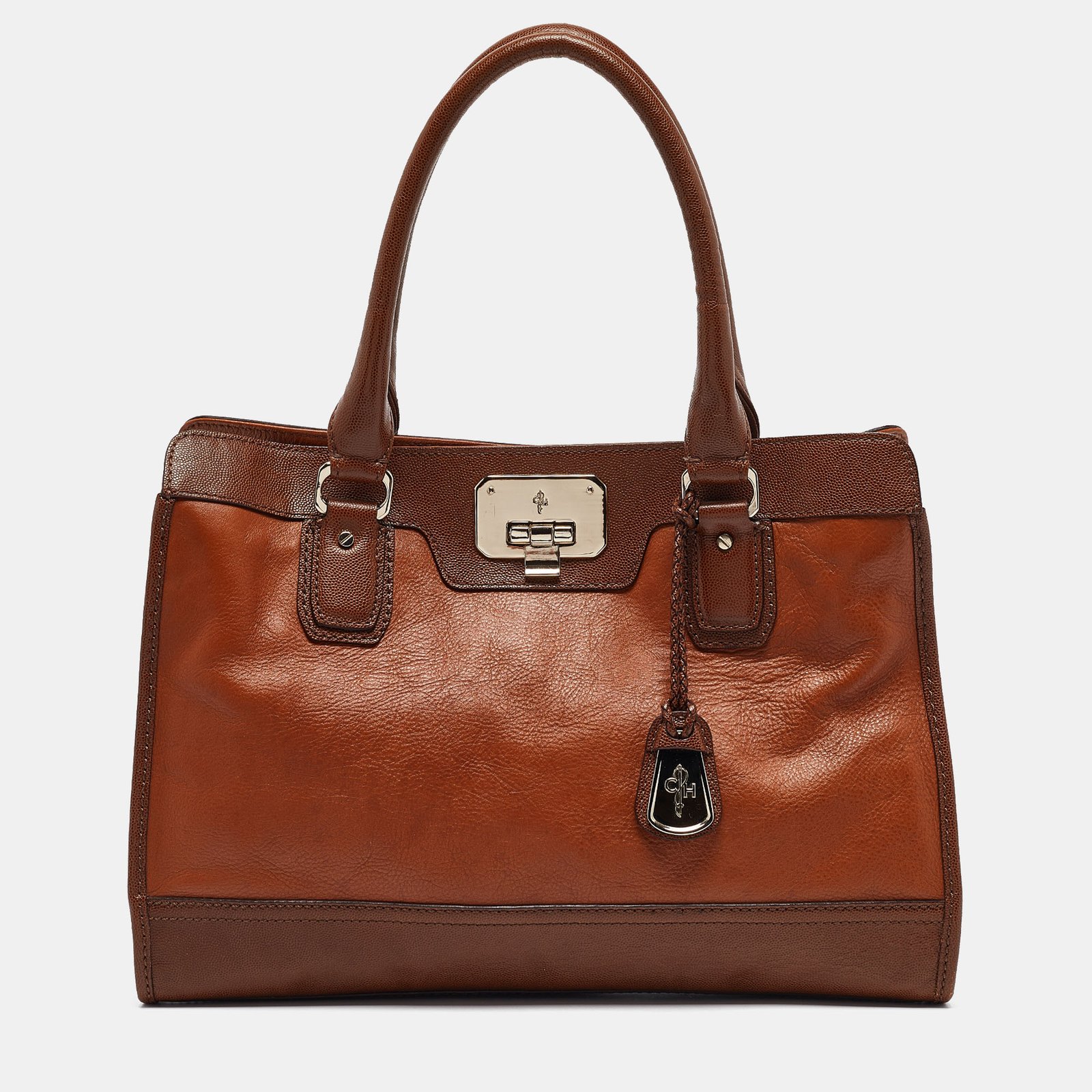 Cole Haan Brown Leather Vintage Valise Novelty Kendra Tote