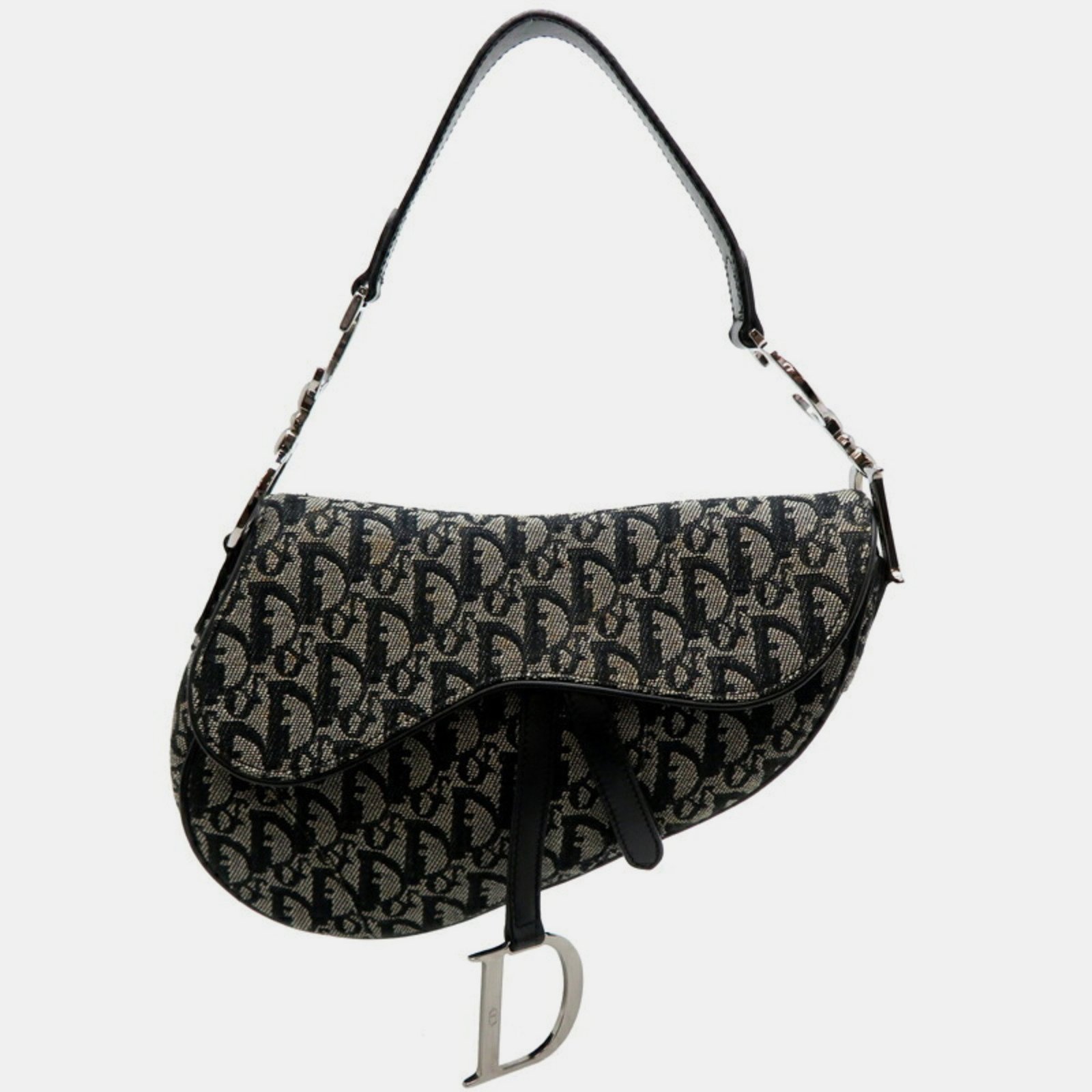 Christian Dior Saddle Trotter Jacquard Navy Handbag