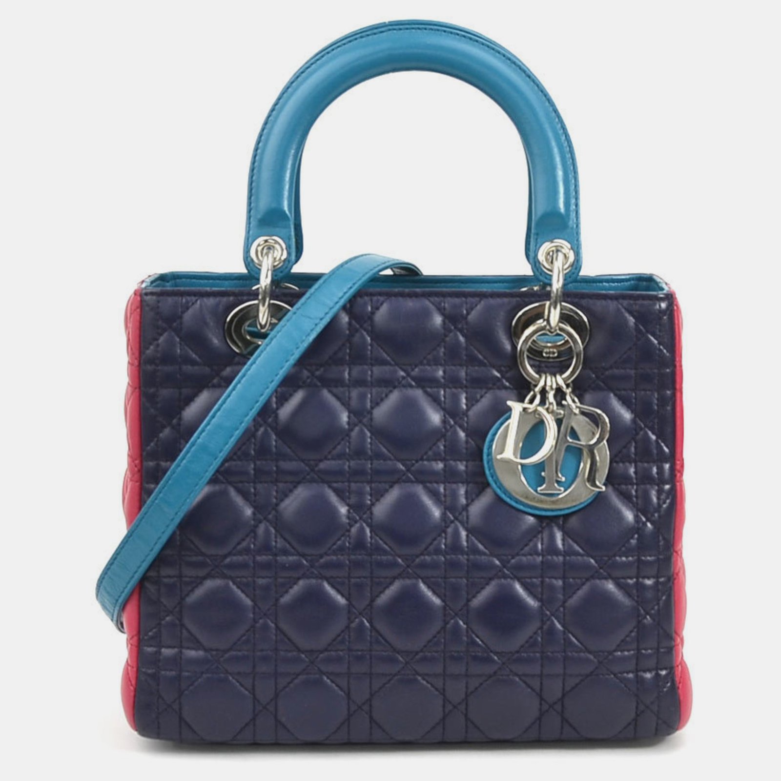 Christian Dior Lady Lambskin Purple X Pink Blue Green Handbag