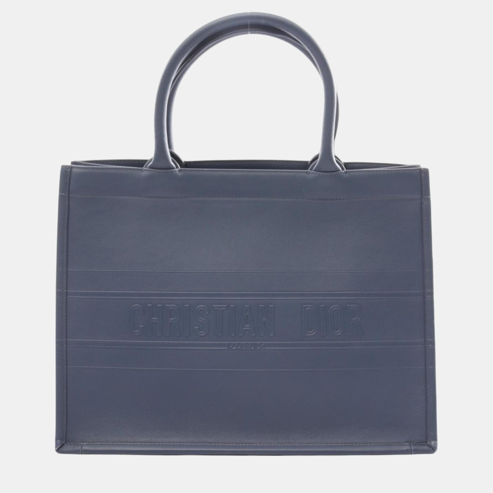 Christian Dior Leather Blue Book Tote Medium Bag