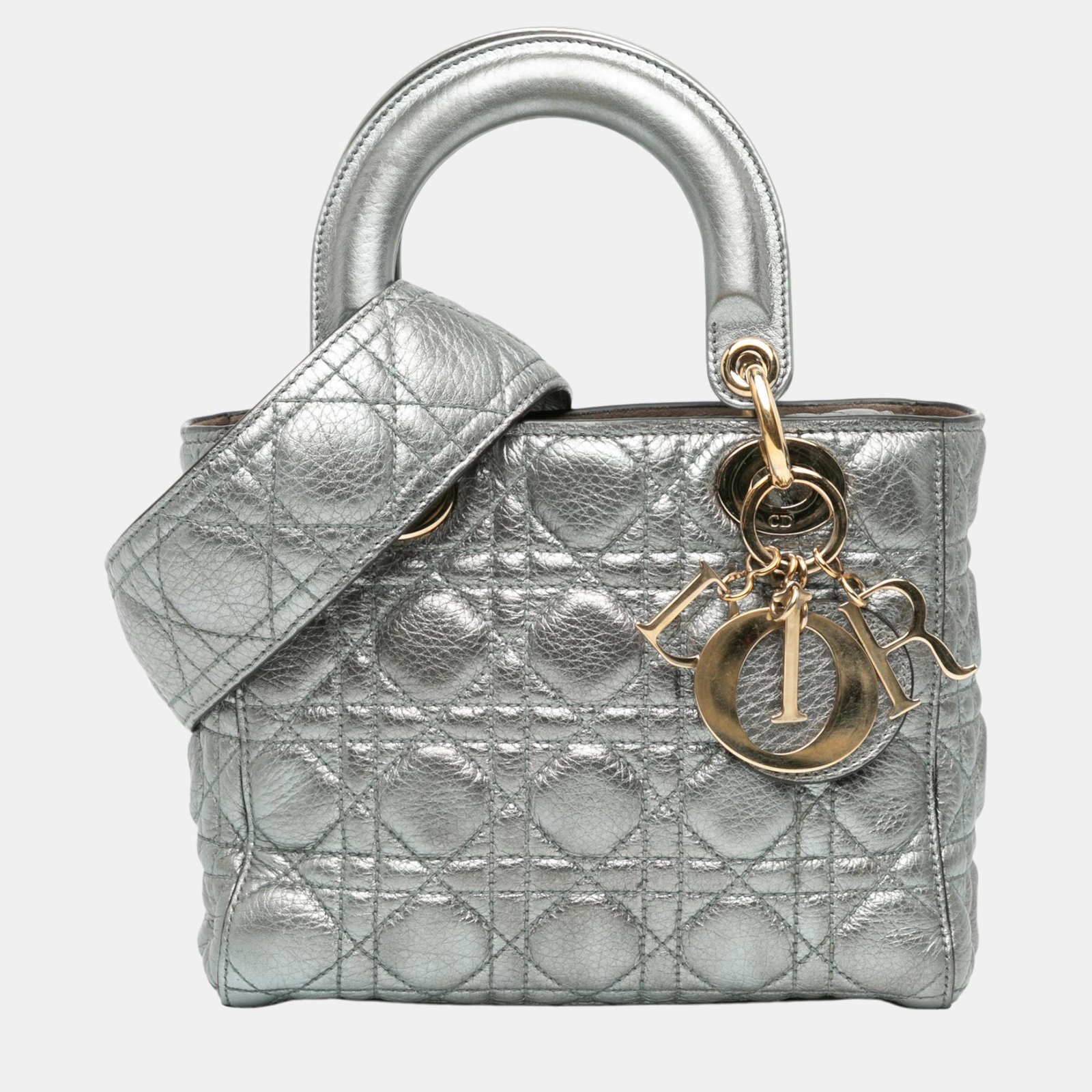 Dior Small Metallic Calfskin Cannage Supple Lady Dior