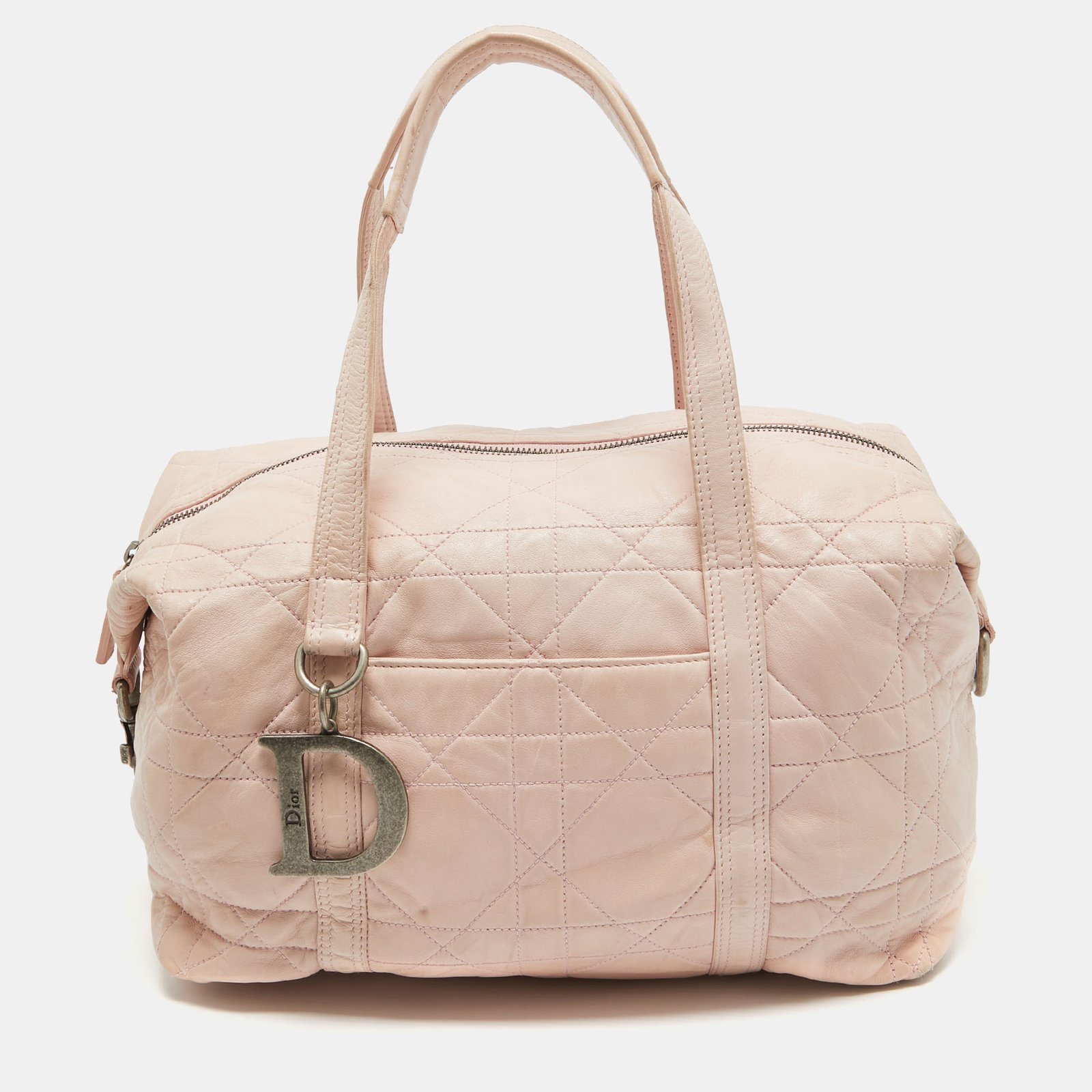 Dior Light Pink Cannage Soft Leather D Charm Boston Bag