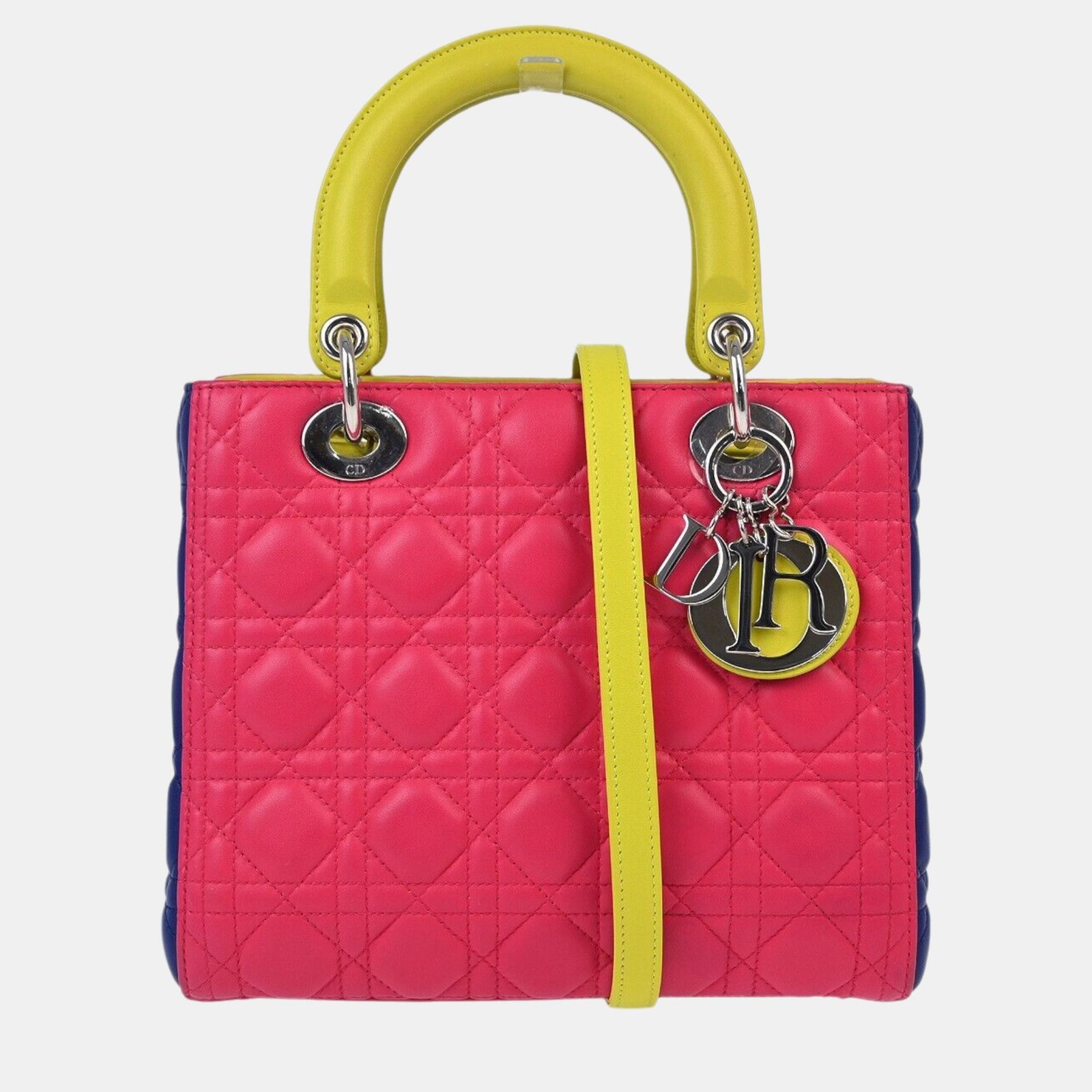 Christian Dior Tricolor Lambskin Lady Dior Cannage Handbag