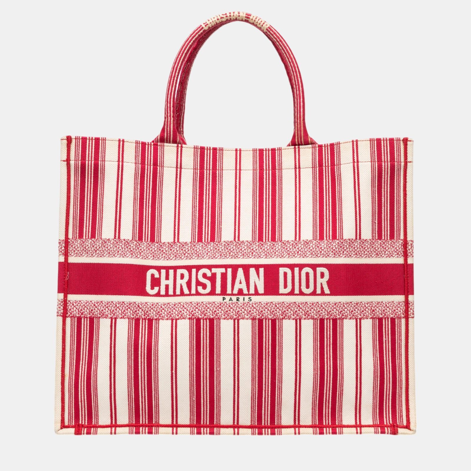 Dior Red Large Striped Book Tote