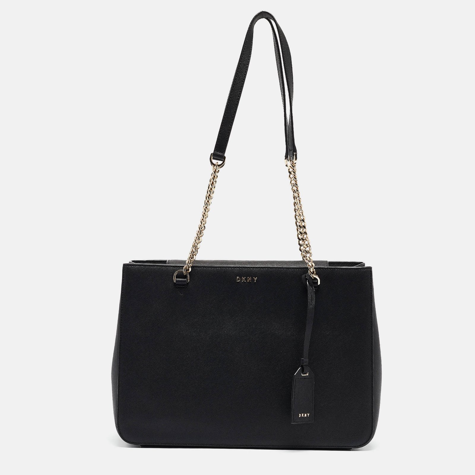 Dkny Black Leather Bryant Park Chain Tote