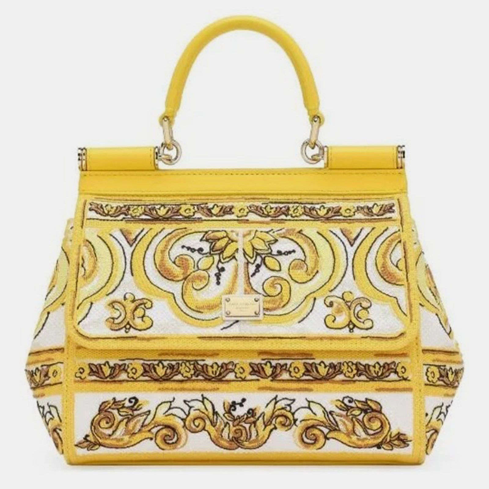 Dolce & Gabbana Yellow  Sicily St Maiolica Top Handle Bag