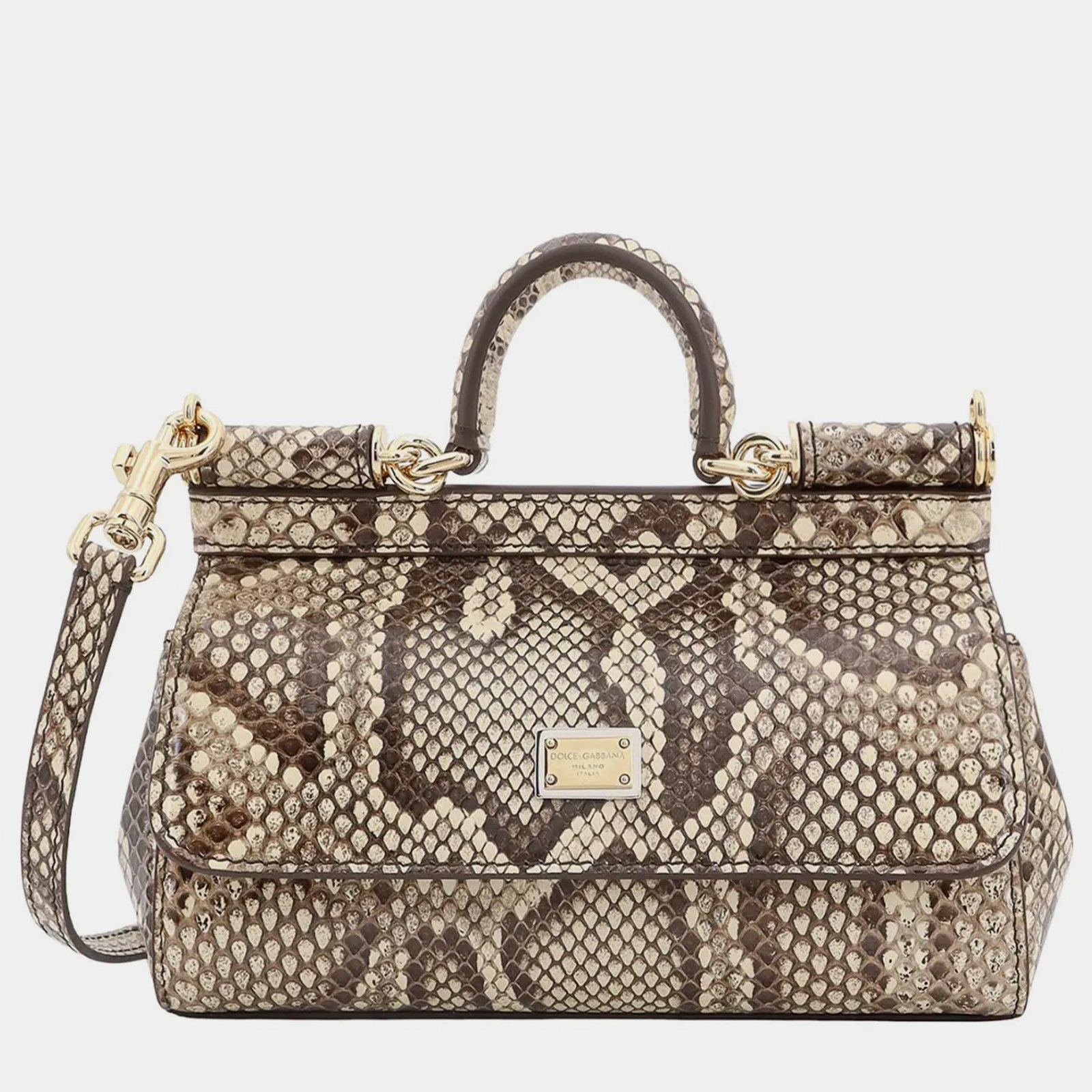 Dolce & Gabbana White Animal Print Leather Handbag