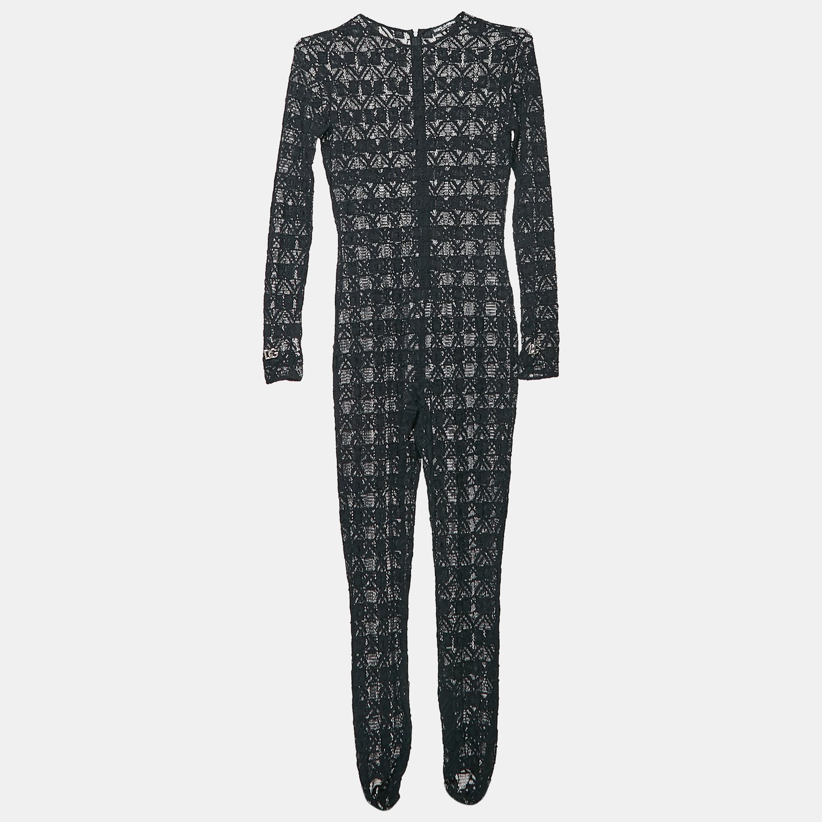 Dolce & Gabbana Black Stretch Lace Sheer Jumpsuit M