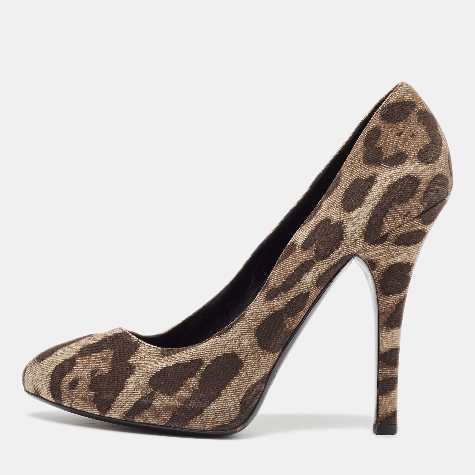 Dolce & Gabbana Brown Leopard Print Fabric Pumps Size 41