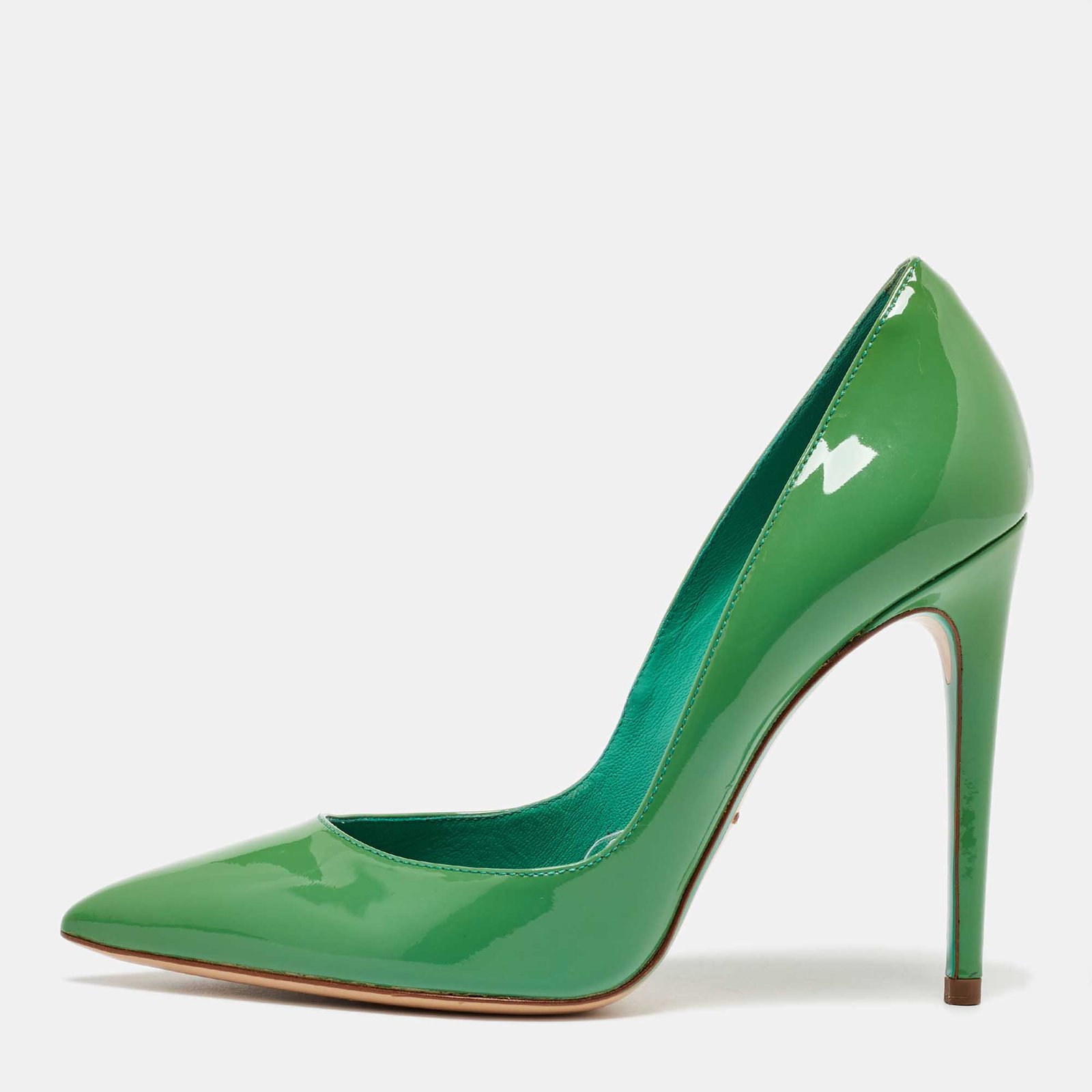 Dolce & Gabbana Green Patent Leather Pointed Toe Pumps Size 37