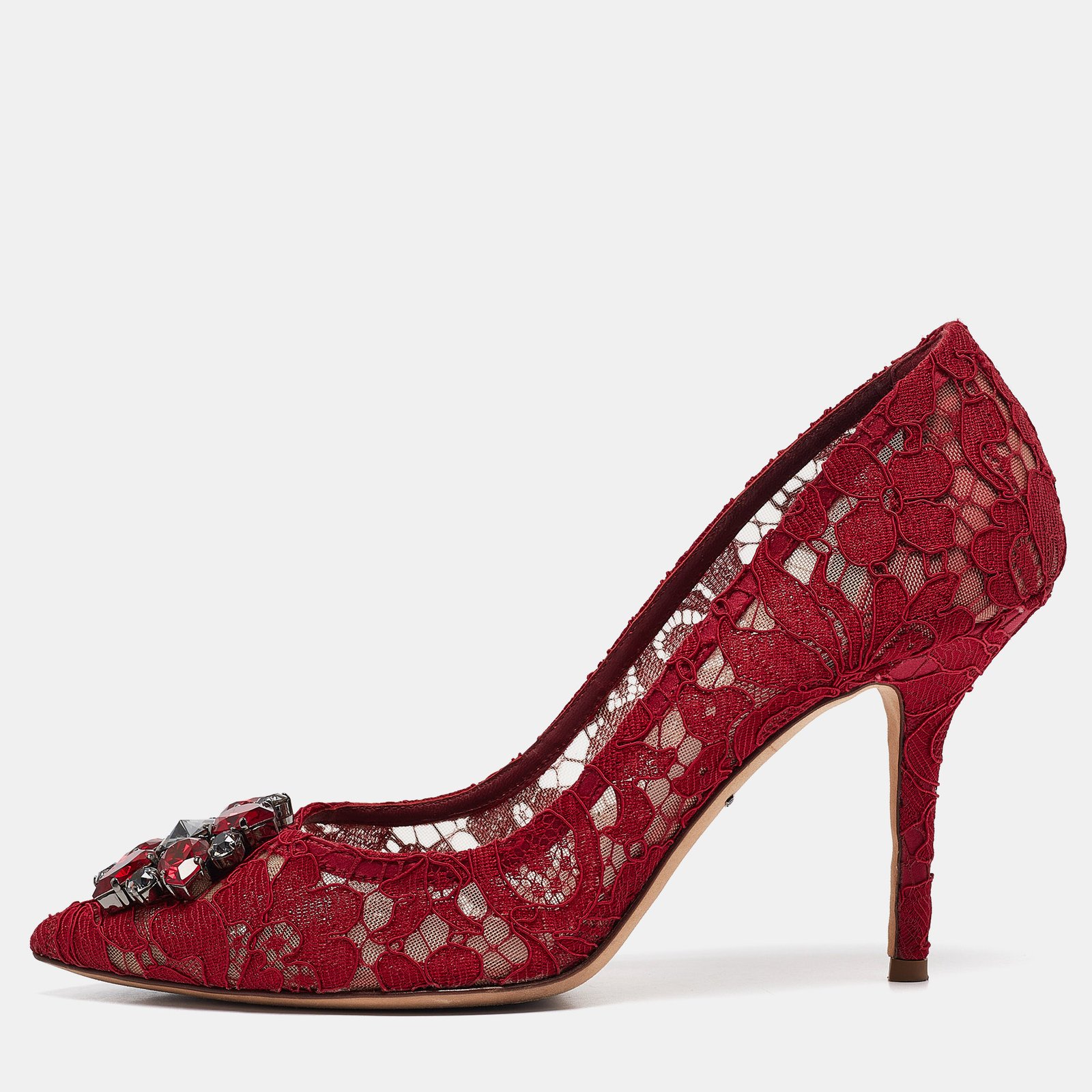 Dolce & Gabbana Dark Red Lace Bellucci Pumps Size 39
