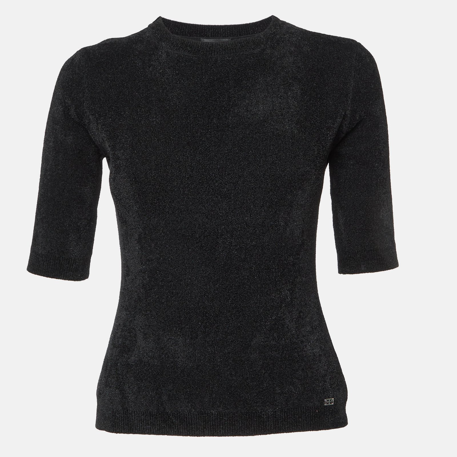 Elisabetta Franchi Black Knit Round Neck Sweater M