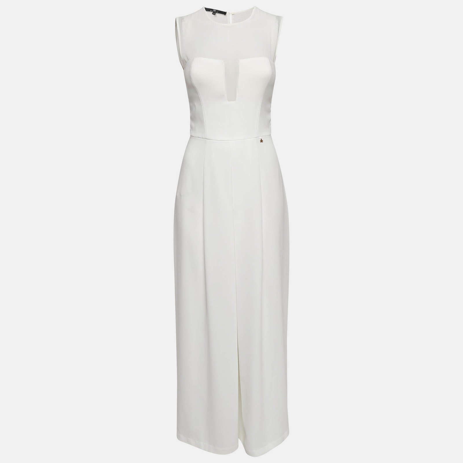 Elisabetta Franchi White Crepe Sleeveless Jumpsuit S