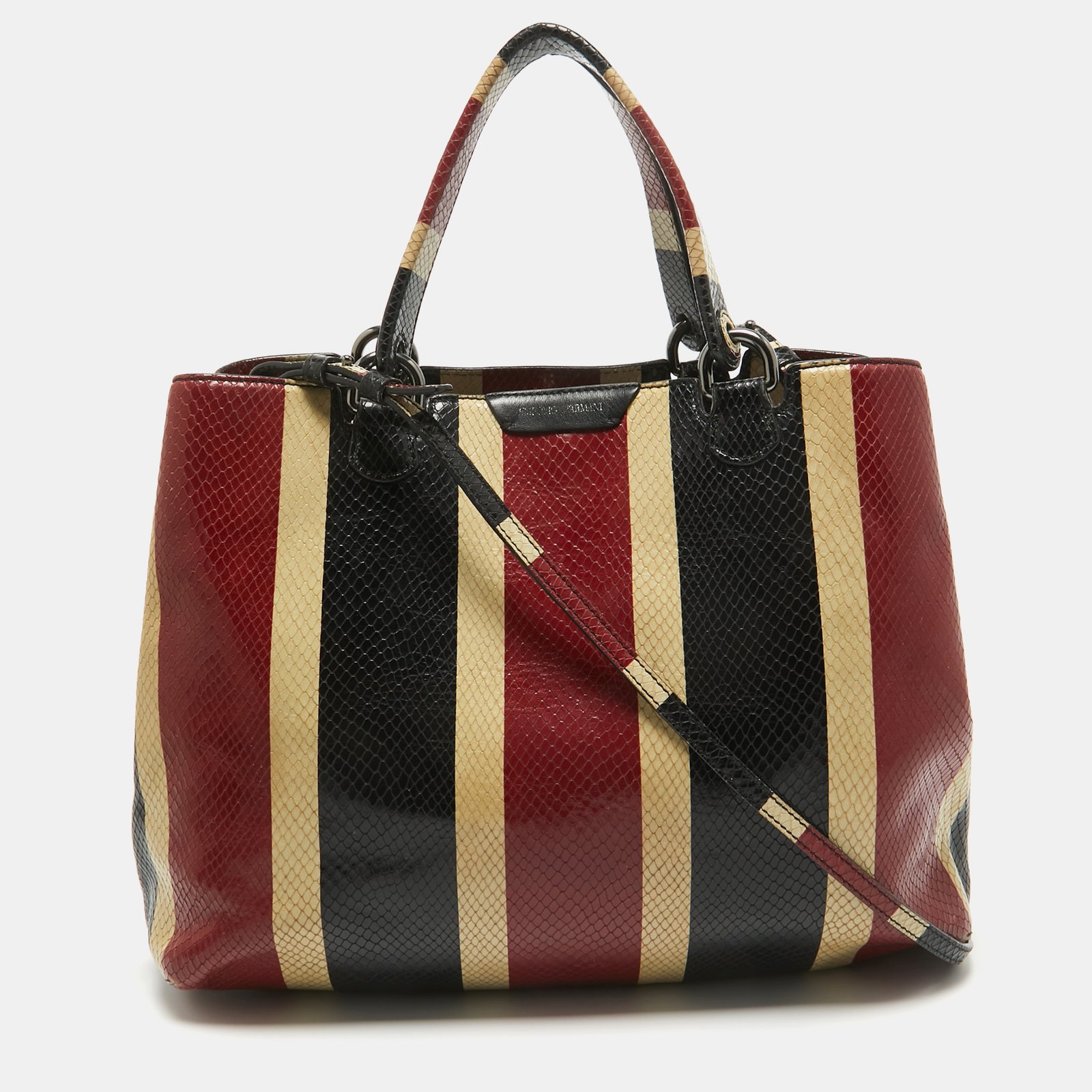 Emporio Armani Multicolor Snakeskin Embossed Leather Tote