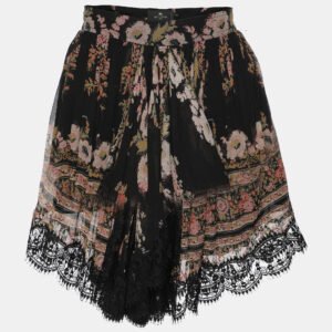 Etro Multicolor Printed Silk Lace Mini Skirt S