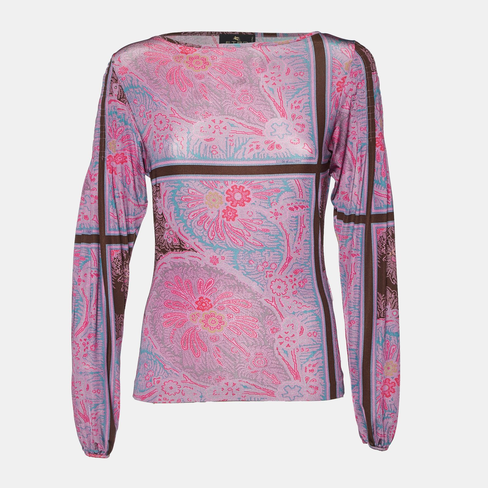 Etro Purple/Multicolor Printed Jersey Full Sleeve Top M