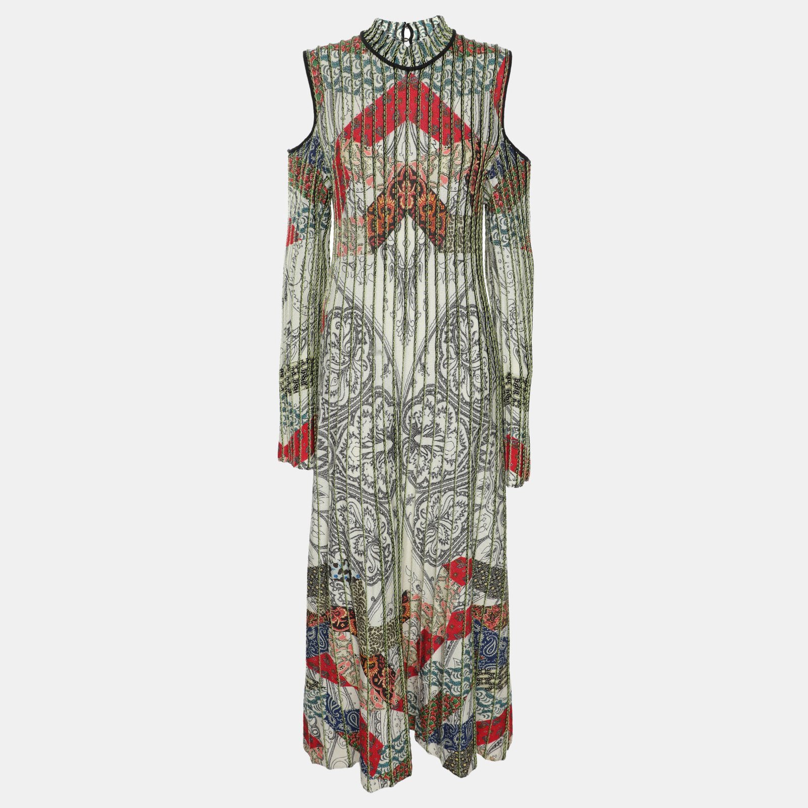 Etro Multicolor Paisley Printed Knit Cold Shoulder Dress M